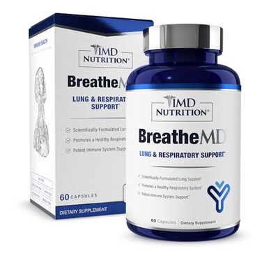 مكمل غذائي من 1MD Nutrition لدعم الرئتين والجهاز التنفسي، يعزز صحة الجهاز المناعي بفضل خلاصة البلسان والكروم وNAC، 60 قرصًا