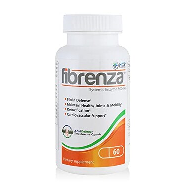 مكمل غذائي HCP Formulas Fibrenza Systemic Enzyme Complex مع إنزيمات محللة للفيبرين والبروتين، 60 كبسولة