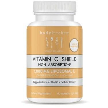 Body Kitchen Liposomal Vitamin C Shield 1000mg PureWayC High Absorption NonGMO Supports Immune Health and Cellular Efficacy Veggie Caps 60 Count