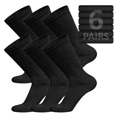 Brooklyn Socks 6 Pairs of Cotton Diabetic NonBinding Neuropathy Crew Socks Black Size 1013