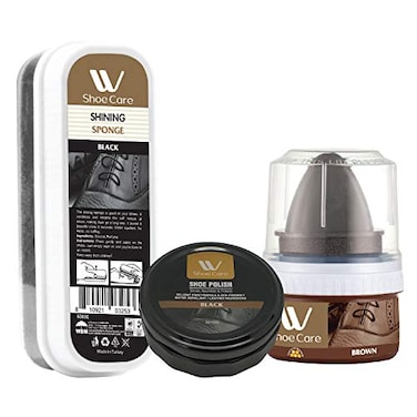 ملمع الأحذية WBM Himalayan Glow للعناية بالأحذية، يوفر تنظيفًا خاليًا من الخدوش، وهو الأنسب لجميع أنواع الجلود. طقم تنظيف وتلميع الأحذية، عبوة من 3 قطع.