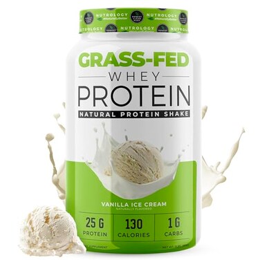 Nutrology GrassFed Whey Protein Powder ColdProcessed Grass Fed Whey Amino Acid Powder for Enhanced Lean Muscle Recovery Performance 28 Servings Shake Blend or Bake Vanilla Ice Cream Flavor