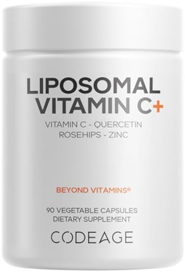 Codeage Liposomal Vitamin C Vitamins with Zinc Elderberry Citrus Bioflavonoids Ascorbic Acid Quercetin Rose Hips Fruit Vitamina C Liposomal Supplement Pills NonGMO Vegan 90 Capsules