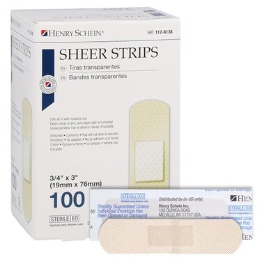 Henry Schein Sheer Strip Adhesive Bandages 34 x 3 Sterile 100 Ct