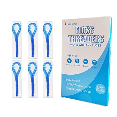 EasyHonor Dental Floss Threaders for Braces Bridges and Implants210 Count Pack of 6