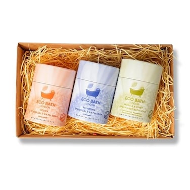 Eco Bath London Epsom Salt Gift Set 3 x 88 oz 250 g Premium Bath Salts Collection Magnesium Bath Soak Sampler Made in UK Relaxation Spa Gift Box for Women and Men Self Care Birthday Gift