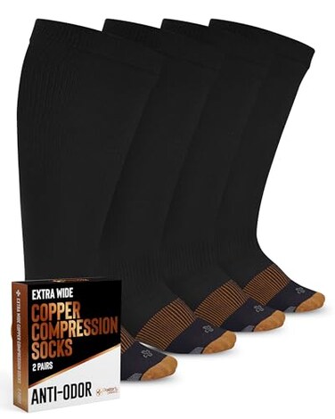 Doctor's Select Doctors Select Copper Plus Size Compression Socks Wide Calf 2 Pairs 2030mmHg Extra Wide Calf Compression Sock Women Copper Socks for Swelling Varicose Veins Extra Wide Calf Compression