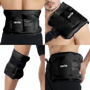 REVIX Large Ice Packs Wrap for Hip Knee Leg Shoulder Back Reusable Gel Cold Pack for Injuries Joint and Muscle Discomfort Relief Black