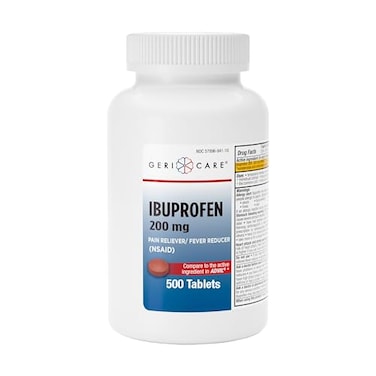 GeriCare Ibuprofen 200mg Pain Reliever Fever Reducer Relieves Body Aches 500 Count Pack of 1