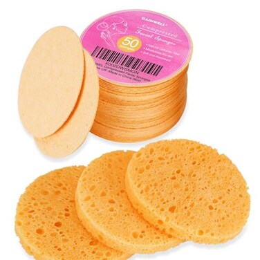 GAINWELL 50Count Compressed GAINWELL Cellulose 100 Natural Cosmetic Spa Sponge for Facial Cleansing Exfoliating Mask Makeup Removal