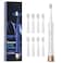 AJELU High Vibration Sonic Electric Toothbrush for Adults with 2 Minutes Smart Timer Fast Charge Lasts Long 5 Optional Modes 8 Replacement Brush Heads Ultra Whitening White