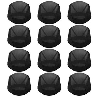 Tayfremn 12pcs Dome Caps Mesh Dome Wig Cap Black Elastic Wig Caps Stretchable Spandex Dome Caps Breathable Nylon Light Hair Mesh Net for Men Women Wigs Making