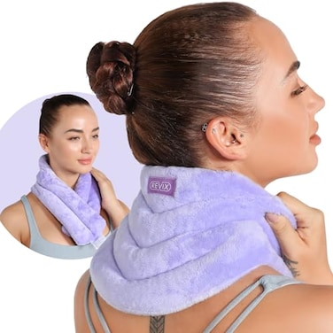 REVIX Neck Heating Pad Microwavable Heated Neck Wrap with Moist Heat for Stress Microwave Neck Warmer for Woman Unscented Hot Pack