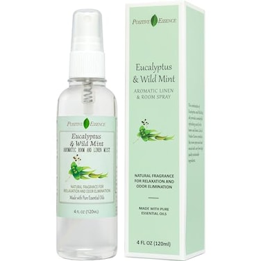 Positive Essence Eucalyptus Wild Mint Room and Linen Spray Natural Aromatic Mist Made with Pure Eucalyptus Wild Mint Essential Oils Refreshing Air Freshener Odor Eliminator