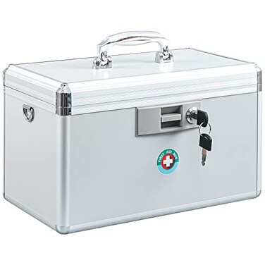 KYODOLED Medication Lock Box with Key Portable First Aid Storage Box