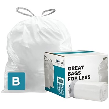 Plasticplace Trash Bags Compatible with simplehuman Code B 200 Count White Drawstring Garbage Liners 16 Gallon 6 Liter 1225 x 1775