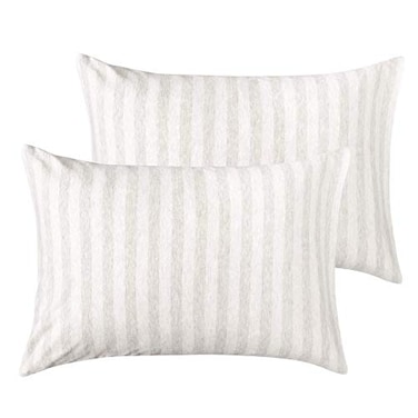 NTBAY Organic Cotton Toddler Pillowcases Super Soft Breathable Jersey Cotton Toddler Pillow Cases 13x18 Pillow Cases with Envelope Closure Camel and Beige Stripe