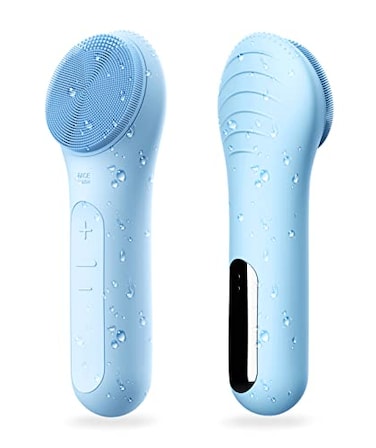 N&Atilde;&yen;graCoola NgraCoola Electric Facial Cleansing Brush Waterproof and Rechargeable Exfoliates Cleanses and Massages Skin Light Blue