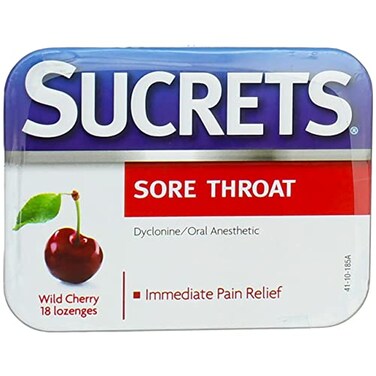 Sucrets Sore Throat Lozenges Wild Cherry Flavor 18 Count 5 Pack