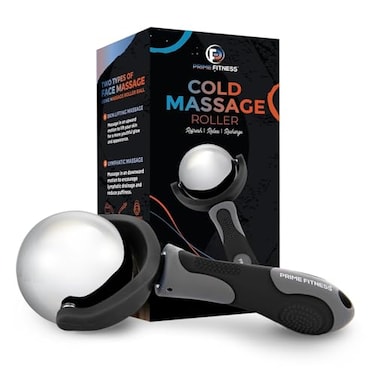 PRIME Fitness Cold Massage Roller Ball Cold Therapy Ice Roller Ball with Handle cryo Stick Relieve Muscle Pain Black