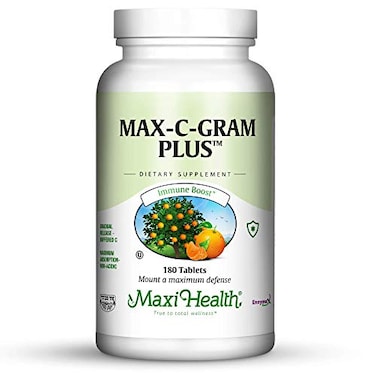 Maxi Health MaxCGram Plus Buffered Vitamin C Tablet 1050mg with Bioflavonoids High Dose Vitamin C for Collagen Immune Support NonAcidic Gentle on Stomach 180 Tablets