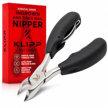 مقص أظافر القدم KLIPP للأظافر السميكة، فك عريض 15 مم، قاطع أظافر سميك لليدين والقدمين بشفرات منحنية من الفولاذ المقاوم للصدأ، مناسب لكبار السن، بتصميم منقار النسر