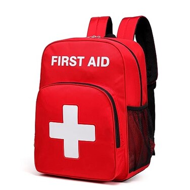 Gatycallaty First Aid Backpack Emergency Medical Empty Waterproof Survival First Responder Trauma Bag Travel Home Outdoor Red