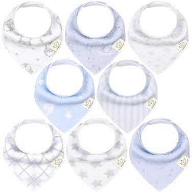 KeaBabies 8pk Organic Baby Bandana Bibs for Drooling and Teething Constellation