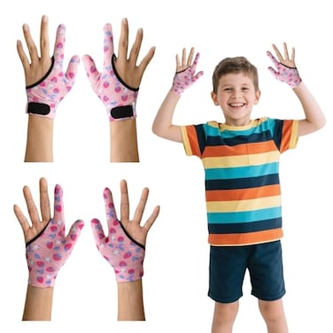 Yxmeiguo 4pcs Thumb Sucking Guard Gloves Kids Anti Thumb Sucking Glove Chewy Compression Thumb Sucking Stop Nail Biting Finger Biting Glove for Kids Thumb Guard for Ages 512