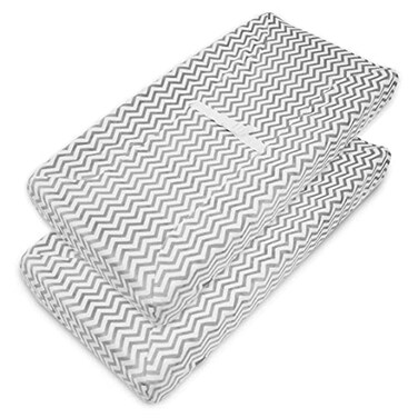 American Baby Company 2 Pack Heavenly Soft Chenille Fitted Contoured Changing Pad Cover Chevron for Boys and Girls