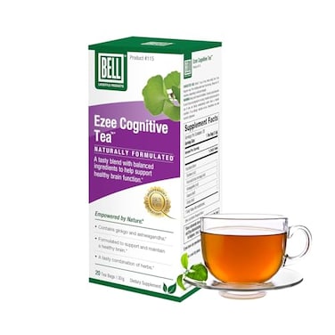 Bell Ezee Cognitive Tea Lifestyle Products Herbal Tea to Help Support Mental Clarity with Ginkgo Ashwagandha Moringa Natural Vegan 20 Tea Bags