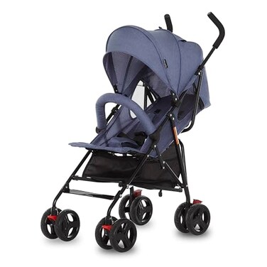 Dream On Me Vista Moonwalk Baby Stroller Lightweight Travel Umbrella Stroller with Compact Fold Smooth Ride Wheels MultiPosition Recline Spacious Storage Basket with Cup Holder Blue