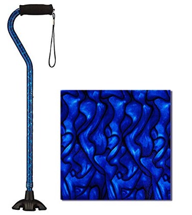 Nova Joy Designer Offset Quad Cane for Seniors Unisex Adjustable Lightweight Walking Aid with Foam Handle Wrist Strap and AntiRattle Lock Essential Mobility Support Blue Rain
