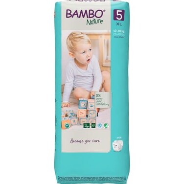 Bambo Nature Hypoallergenic Baby Diapers EcoLabeled Diapers Enhanced Leakage Protection Totally ChlorineFree Skin Friendly and Super Absorbent Size 5 44 Count