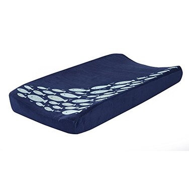 Lambs &amp; Lambs Ivy Oceania Diaper Changing Pad Cover Blue Fish