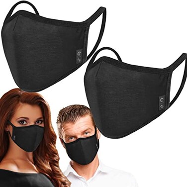 VVUPIC 2Pack Unisex Cloth Washable Reusable Cover100 Cotton 3 Layer black outdoor