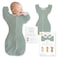 كيس لفّ انتقالي من SwaddleDesigns، بأكمام نصفية وأساور على شكل قفازات، مناسب للمواليد الجدد، يُستخدم كبطانية قابلة للارتداء، مقاس صغير (3 أشهر، 27.7 كجم)، لون أخضر فاتح (جاديت).