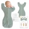 كيس لفّ انتقالي من SwaddleDesigns، بأكمام نصفية وأساور على شكل قفازات، مناسب للمواليد الجدد، يُستخدم كبطانية قابلة للارتداء، مقاس صغير (3 أشهر، 27.7 كجم)، لون أخضر فاتح (جاديت).