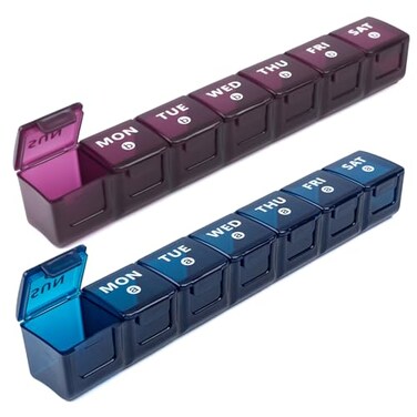 mossime 2Pack Weekly Large Pill Organizer for Travel 7 Day Pill Boxes and Organizer Big Compartments Pill Case AM PM14 Day XL Medication Organizer Dispenser for Fish Oils Vitamin Holder Supplement