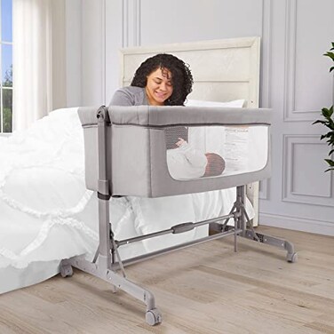 Dream On Me Zimal Bassinet Bedside SleeperBreathable Mesh PanelsAirflow Easy VisibilityAdjustable Height OptionsLightweightMobileJPMA CertifiedGrey