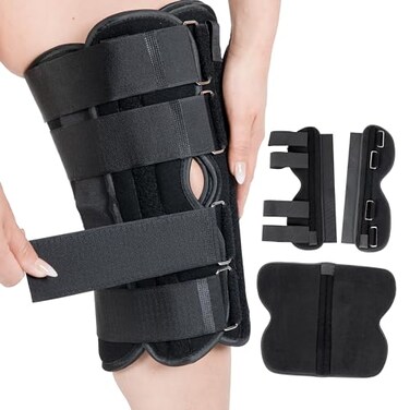 Alpha Medical 12 Long Adjustable Three Panel Orthopedic Knee Immobilizer Supportive Adjustable Side Panels Knee Brace Stabilizer Knee Immobilization L1830