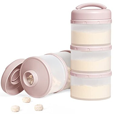 Termichy Stackable Formula Dispenser Portable Milk Powder Container 2 Pack Light Pink