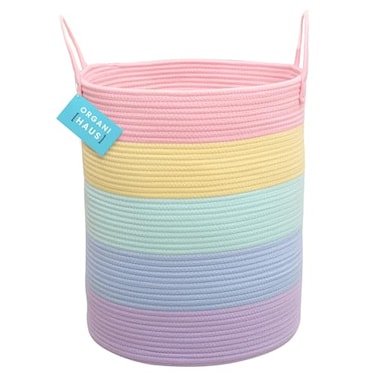 OrganiHaus Rainbow Laundry Basket Hamper Nursery Playroom 52L