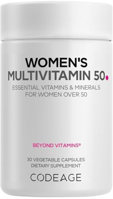 Codeage Womens Multivitamin 50 Essential Vitamins for Women Over 50 Methylated Folate Magnesium Selenium Vitamin B6 B12 D3 Antioxidants 1 Pill Per Serving GlutenFree 30 Capsules