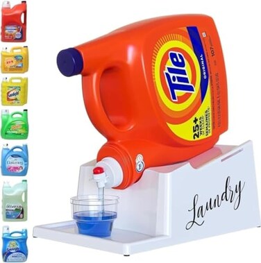 Skywin Liquid Laundry Detergent Holder Stand 1 Pack White with Print
