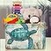 AUUXVA Sea Turtle Retro Map Storage Basket Bin Nautical Ocean Starfish Large Fabric Toys Storage Cube Box with Handles Collapsible Closet Shelf Cloth Organizer Basket for Nursery Bedroom Gift