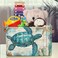 AUUXVA Sea Turtle Retro Map Storage Basket Bin Nautical Ocean Starfish Large Fabric Toys Storage Cube Box with Handles Collapsible Closet Shelf Cloth Organizer Basket for Nursery Bedroom Gift