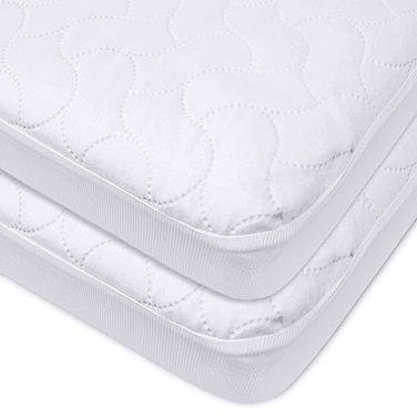 American Baby Company 2 Pack Waterproof Fitted Mini Crib Mattress Protector 38 x 24 Quilted Noiseless Soft Breathable Pack n Play and Mini Crib Mattress Cover