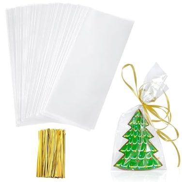 Yotelab Cellophane Treat Bags 4x9 Inches Clear Cellophane Bags With Twist Ties100 Pcs