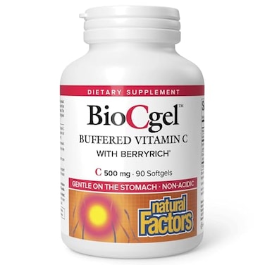 Natural Factors BioCgel Buffered Vitamin C with BerryRich Gentle on the Stomach 90 Soft Gels